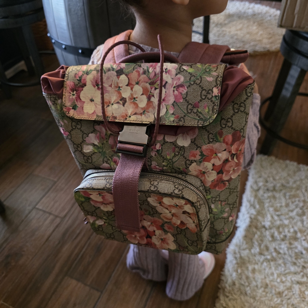 Gucci Pink Floral GG Supreme Backpack